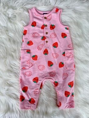 Old Navy Pink Strawberry Knit Baby Romper